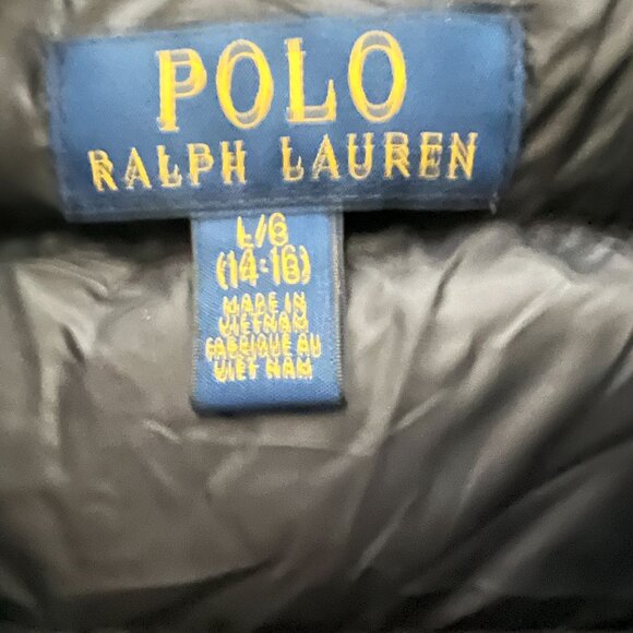Polo Ralph Lauren Puffer Jacket Kids Boys Girls L/G 14/16  Black & Green Coat - Picture 3 of 8
